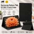 Samsung Galaxy Tab S7/S8 11 Inch Case (SM-T870/T875/X700/X706) | Premium Smart Flip Cover with Auto Sleep/Wake, Multi-Angle Stand, S Pen Holder &amp; Shockproof Protection &ndash; Black | iCare