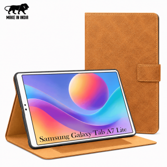 Smart Case for Samsung Galaxy Tab A7 Lite 8.7" &ndash; Trifold Stand Cover with Auto Sleep/Wake &amp; Shockproof TPU Back (SM-T220, SM-T225, SM-T227) &ndash; Golden Brown | iCare