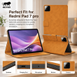 Redmi Pad 7 Pro Smart Flip Cover Case | Premium PU Leather Folio Cover with Auto Sleep/Wake | Multi-Angle Stand | Shockproof TPU Back &ndash; Redmi Pad 7 Pro Golden Brown | iCare