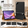 Redmi Pad 7 Pro Smart Flip Cover Case | Premium PU Leather Folio Cover with Auto Sleep/Wake | Multi-Angle Stand | Shockproof TPU Back &ndash; Redmi Pad 7 Pro Black | iCare