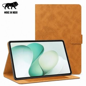 OnePlus Pad Case Cover | Premium Smart Flip Cover with Auto Sleep/Wake, Multi-Angle Stand, Shockproof TPU Back, Full Body Protection for OnePlus Pad 11.61 Inch &ndash; Golden Brown | iCare
