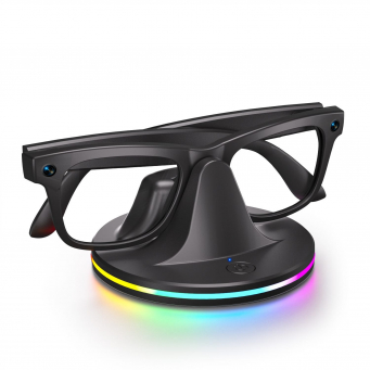 Charging Stand And Fast Charging Cable Kit for Meta Ray-Ban Smart Glasses | RGB LED Charging Dock, Storage Display Stand, USB Charging Cable, Stable Desktop Holder for Smart Glasses Accessories By iC | iCare