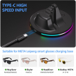 Charging Stand And Fast Charging Cable Kit for Meta Ray-Ban Smart Glasses | RGB LED Charging Dock, Storage Display Stand, USB Charging Cable, Stable Desktop Holder for Smart Glasses Accessories By iC | iCare