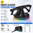Charging Stand And Fast Charging Cable Kit for Meta Ray-Ban Smart Glasses | RGB LED Charging Dock, Storage Display Stand, USB Charging Cable, Stable Desktop Holder for Smart Glasses Accessories By iC | iCare