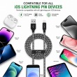 3 meter Nylon Cable iOS lightning Pin | Fast Charging Nylon Braided Lightning Cable Compatible for Apple iPhone, iPad &amp; iPod | iCare