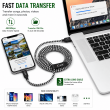 3 meter Nylon Cable iOS lightning Pin | Fast Charging Nylon Braided Lightning Cable Compatible for Apple iPhone, iPad &amp; iPod | iCare