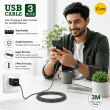 3 Meter Fast Charging Nylon Braided Micro USB Cable Compatible for Android Smartphones, Tablets &amp; Accessories | iCare