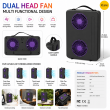 Dual Head USB Rechargeable Desktop Fan 3600mAh Battery Portable Table Fan &ndash; Black | iCare