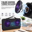 Dual Head USB Rechargeable Desktop Fan 3600mAh Battery Portable Table Fan &ndash; Black | iCare