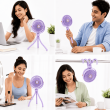 Portable Mini Fan | Rechargeable USB Personal Cooling Fan with Adjustable Speed, Compact &amp; Lightweight Design &ndash; Purple | iCare