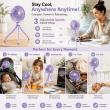 Portable Mini Fan | Rechargeable USB Personal Cooling Fan with Adjustable Speed, Compact &amp; Lightweight Design &ndash; Purple | iCare