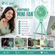 Portable Mini Fan | Rechargeable USB Personal Cooling Fan with Adjustable Speed, Compact &amp; Lightweight Design &ndash; Green | iCare