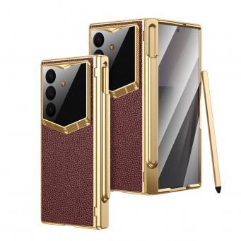 Samsung Galaxy Z Fold 8 Ultra Faux Leather Case | Luxury Full Coverage Foldable Protective Cover with Hinge Protection, Camera Guard &amp; Premium Cover Case &ndash; Wine Red | iCare