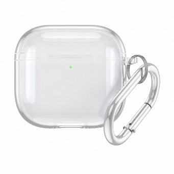 AirPods 4 (2024) Crystal Clear Shockproof TPU Case with Carabiner, Wireless Charging Compatible, Visible LED Design | iCare