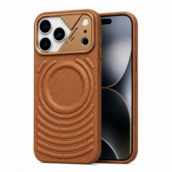 Textured Leather MagSafe Case for iPhone 15, iPhone 16, iPhone 17, iPhone 17 Pro &amp; iPhone 17 Pro Max | Premium Protective Cover &ndash; iPhone 18 Pro Brown | iCare