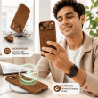 Textured Leather MagSafe Case for iPhone 15, iPhone 16, iPhone 17, iPhone 17 Pro &amp; iPhone 17 Pro Max | Premium Protective Cover &ndash; iPhone 15 Brown | iCare