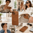 Textured Leather MagSafe Case for iPhone 15, iPhone 16, iPhone 17, iPhone 17 Pro &amp; iPhone 17 Pro Max | Premium Protective Cover &ndash; iPhone 15 Brown | iCare