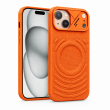 Textured Leather MagSafe Case for iPhone 15, iPhone 16, iPhone 17, iPhone 17 Pro &amp; iPhone 17 Pro Max | Premium Protective Cover &ndash; iPhone 15 Orange | iCare