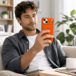 Textured Leather MagSafe Case for iPhone 15, iPhone 16, iPhone 17, iPhone 17 Pro &amp; iPhone 17 Pro Max | Premium Protective Cover &ndash; iPhone 15 Orange | iCare