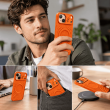 Textured Leather MagSafe Case for iPhone 15, iPhone 16, iPhone 17, iPhone 17 Pro &amp; iPhone 17 Pro Max | Premium Protective Cover &ndash; iPhone 15 Orange | iCare