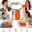Textured Leather MagSafe Case for iPhone 15, iPhone 16, iPhone 17, iPhone 17 Pro &amp; iPhone 17 Pro Max | Premium Protective Cover &ndash; iPhone 15 Orange | iCare