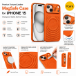 Textured Leather MagSafe Case for iPhone 15, iPhone 16, iPhone 17, iPhone 17 Pro &amp; iPhone 17 Pro Max | Premium Protective Cover &ndash; iPhone 15 Orange | iCare