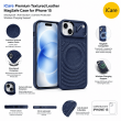 Textured Leather MagSafe Case for iPhone 15, iPhone 16, iPhone 17, iPhone 17 Pro &amp; iPhone 17 Pro Max | Premium Protective Cover &ndash; iPhone 15 Dark Blue | iCare