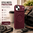 Textured Leather MagSafe Case for iPhone 15, iPhone 16, iPhone 17, iPhone 17 Pro &amp; iPhone 17 Pro Max | Premium Protective Cover &ndash; iPhone 15 Wine Red | iCare