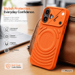 Textured Leather MagSafe Case for iPhone 15, iPhone 16, iPhone 17, iPhone 17 Pro &amp; iPhone 17 Pro Max | Premium Protective Cover &ndash; iPhone 16 Orange | iCare