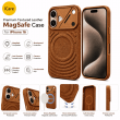 Textured Leather MagSafe Case for iPhone 15, iPhone 16, iPhone 17, iPhone 17 Pro &amp; iPhone 17 Pro Max | Premium Protective Cover &ndash; iPhone 16 Brown | iCare