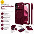 Textured Leather MagSafe Case for iPhone 15, iPhone 16, iPhone 17, iPhone 17 Pro &amp; iPhone 17 Pro Max | Premium Protective Cover &ndash; iPhone 16 Wine Red | iCare