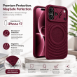 Textured Leather MagSafe Case for iPhone 15, iPhone 16, iPhone 17, iPhone 17 Pro &amp; iPhone 17 Pro Max | Premium Protective Cover &ndash; iPhone 17 Wine Red | iCare