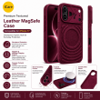Textured Leather MagSafe Case for iPhone 15, iPhone 16, iPhone 17, iPhone 17 Pro &amp; iPhone 17 Pro Max | Premium Protective Cover &ndash; iPhone 17 Wine Red | iCare