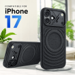Textured Leather MagSafe Case for iPhone 15, iPhone 16, iPhone 17, iPhone 17 Pro &amp; iPhone 17 Pro Max | Premium Protective Cover &ndash; iPhone 17 Black | iCare