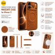 Textured Leather MagSafe Case for iPhone 15, iPhone 16, iPhone 17, iPhone 17 Pro &amp; iPhone 17 Pro Max | Premium Protective Cover &ndash; iPhone 17 Brown | iCare