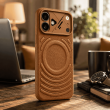 Textured Leather MagSafe Case for iPhone 15, iPhone 16, iPhone 17, iPhone 17 Pro &amp; iPhone 17 Pro Max | Premium Protective Cover &ndash; iPhone 17 Brown | iCare