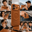 Textured Leather MagSafe Case for iPhone 15, iPhone 16, iPhone 17, iPhone 17 Pro &amp; iPhone 17 Pro Max | Premium Protective Cover &ndash; iPhone 17 Brown | iCare