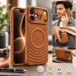 Textured Leather MagSafe Case for iPhone 15, iPhone 16, iPhone 17, iPhone 17 Pro &amp; iPhone 17 Pro Max | Premium Protective Cover &ndash; iPhone 17 Brown | iCare