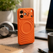Textured Leather MagSafe Case for iPhone 15, iPhone 16, iPhone 17, iPhone 17 Pro &amp; iPhone 17 Pro Max | Premium Protective Cover &ndash; iPhone 17 Orange | iCare