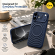 Textured Leather MagSafe Case for iPhone 15, iPhone 16, iPhone 17, iPhone 17 Pro &amp; iPhone 17 Pro Max | Premium Protective Cover &ndash; iPhone 17 Dark Blue | iCare