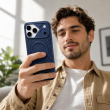 Textured Leather MagSafe Case for iPhone 15, iPhone 16, iPhone 17, iPhone 17 Pro &amp; iPhone 17 Pro Max | Premium Protective Cover &ndash; iPhone 17 Pro Dark Blue | iCare