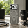 Textured Leather MagSafe Case for iPhone 15, iPhone 16, iPhone 17, iPhone 17 Pro &amp; iPhone 17 Pro Max | Premium Protective Cover &ndash; iPhone 17 Pro Grey | iCare
