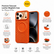 Textured Leather MagSafe Case for iPhone 15, iPhone 16, iPhone 17, iPhone 17 Pro &amp; iPhone 17 Pro Max | Premium Protective Cover &ndash; iPhone 17 Pro Orange | iCare