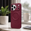 Textured Leather MagSafe Case for iPhone 15, iPhone 16, iPhone 17, iPhone 17 Pro &amp; iPhone 17 Pro Max | Premium Protective Cover &ndash; iPhone 17 Pro Wine Red | iCare