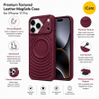 Textured Leather MagSafe Case for iPhone 15, iPhone 16, iPhone 17, iPhone 17 Pro &amp; iPhone 17 Pro Max | Premium Protective Cover &ndash; iPhone 17 Pro Wine Red | iCare