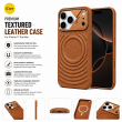 Textured Leather MagSafe Case for iPhone 15, iPhone 16, iPhone 17, iPhone 17 Pro &amp; iPhone 17 Pro Max | Premium Protective Cover &ndash; iPhone 17 ProMax Brown | iCare