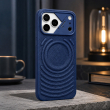 Textured Leather MagSafe Case for iPhone 15, iPhone 16, iPhone 17, iPhone 17 Pro &amp; iPhone 17 Pro Max | Premium Protective Cover &ndash; iPhone 17 ProMax Dark Blue | iCare