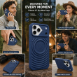 Textured Leather MagSafe Case for iPhone 15, iPhone 16, iPhone 17, iPhone 17 Pro &amp; iPhone 17 Pro Max | Premium Protective Cover &ndash; iPhone 17 ProMax Dark Blue | iCare