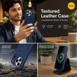 Textured Leather MagSafe Case for iPhone 15, iPhone 16, iPhone 17, iPhone 17 Pro &amp; iPhone 17 Pro Max | Premium Protective Cover &ndash; iPhone 17 ProMax Dark Blue | iCare