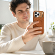 Textured Leather MagSafe Case for iPhone 15, iPhone 16, iPhone 17, iPhone 17 Pro &amp; iPhone 17 Pro Max | Premium Protective Cover &ndash; iPhone 18 Pro Brown | iCare